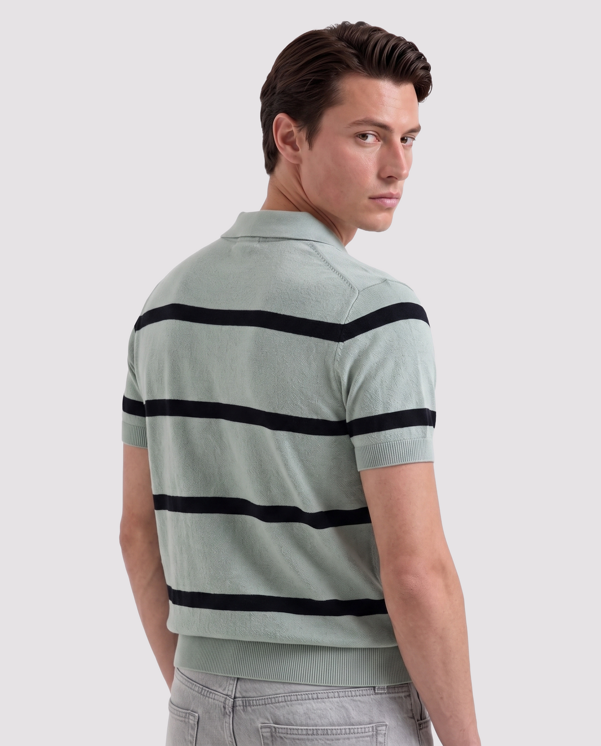 Serenity Textured Striped Knit Polo