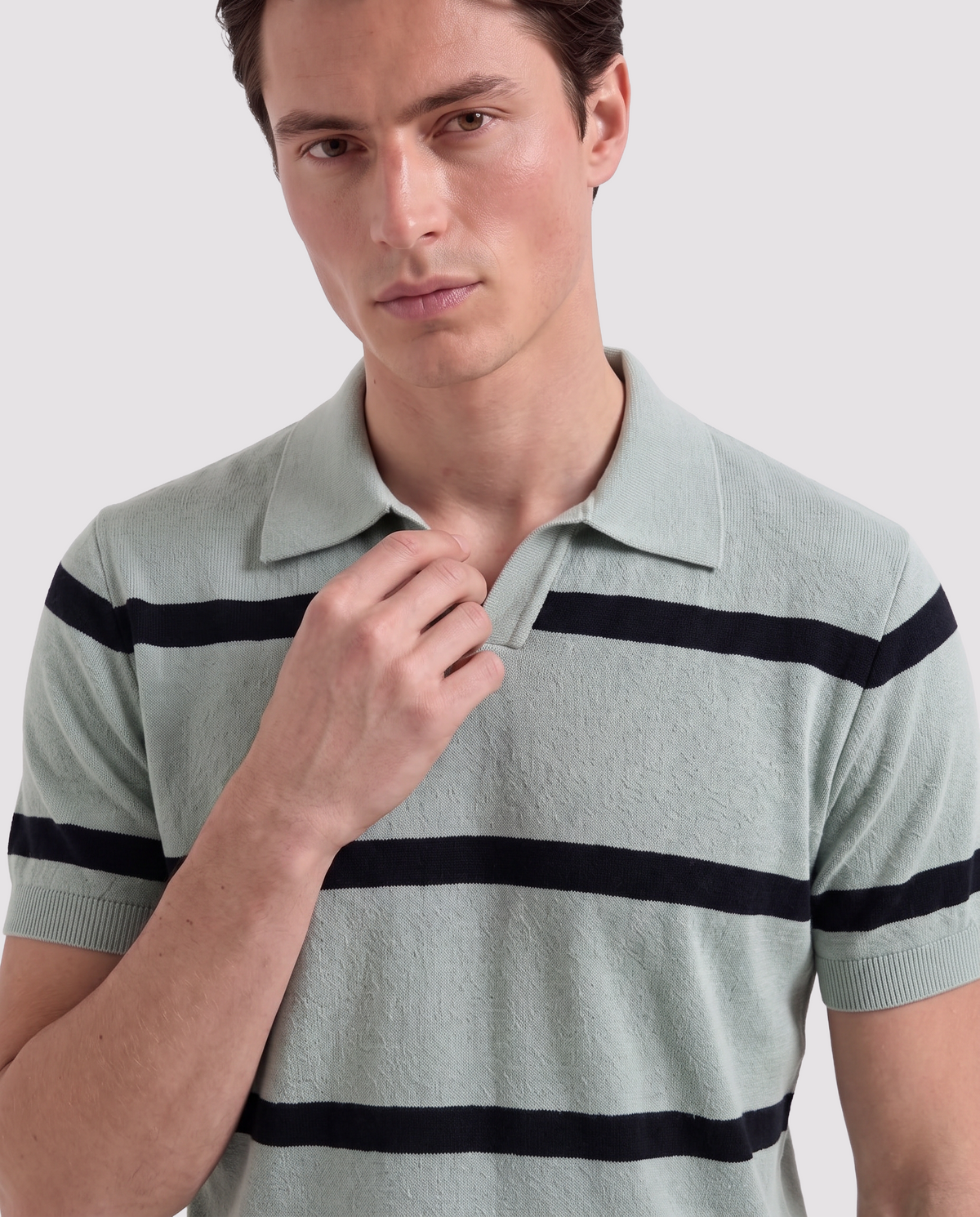 Serenity Textured Striped Knit Polo