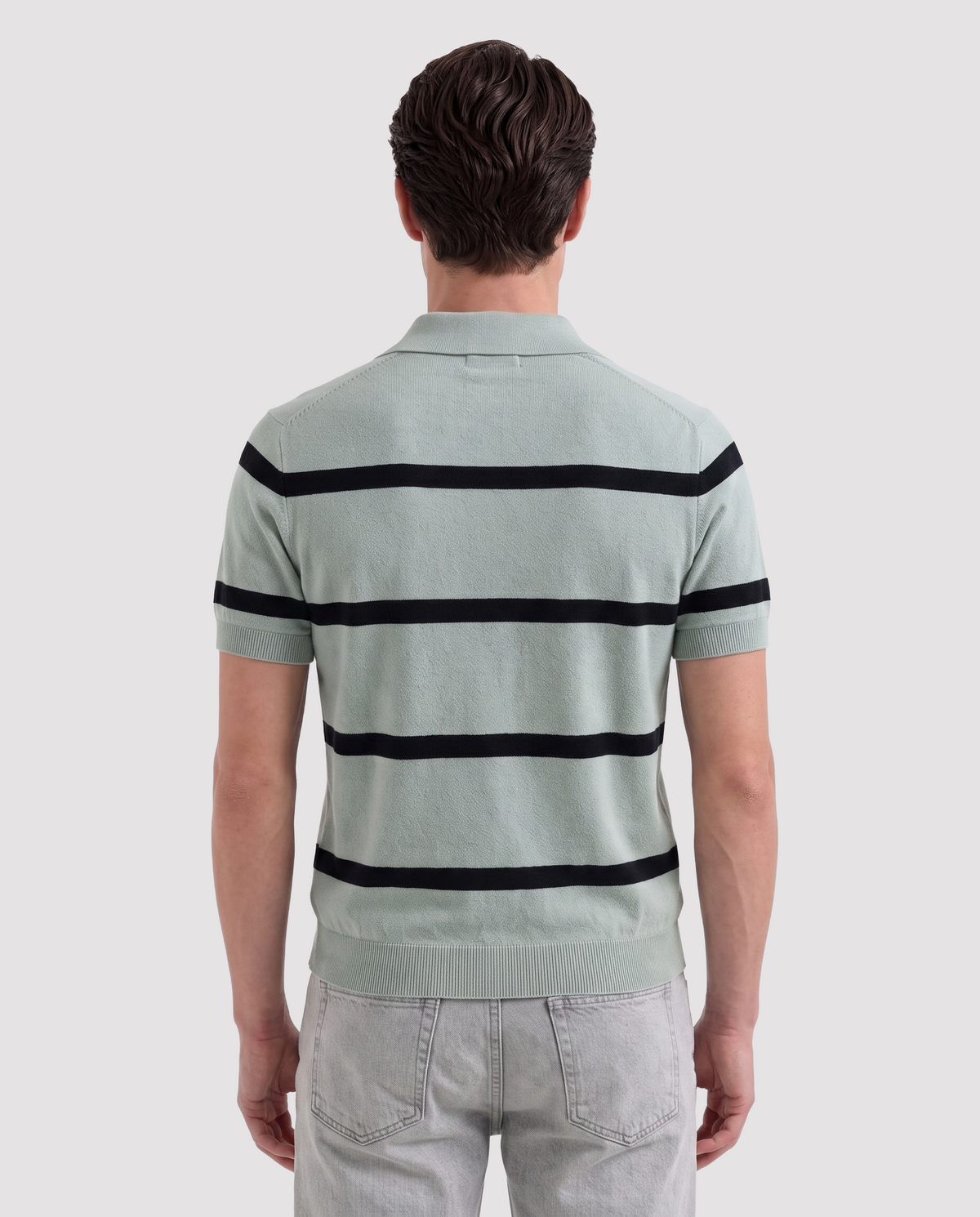 Serenity Textured Striped Knit Polo