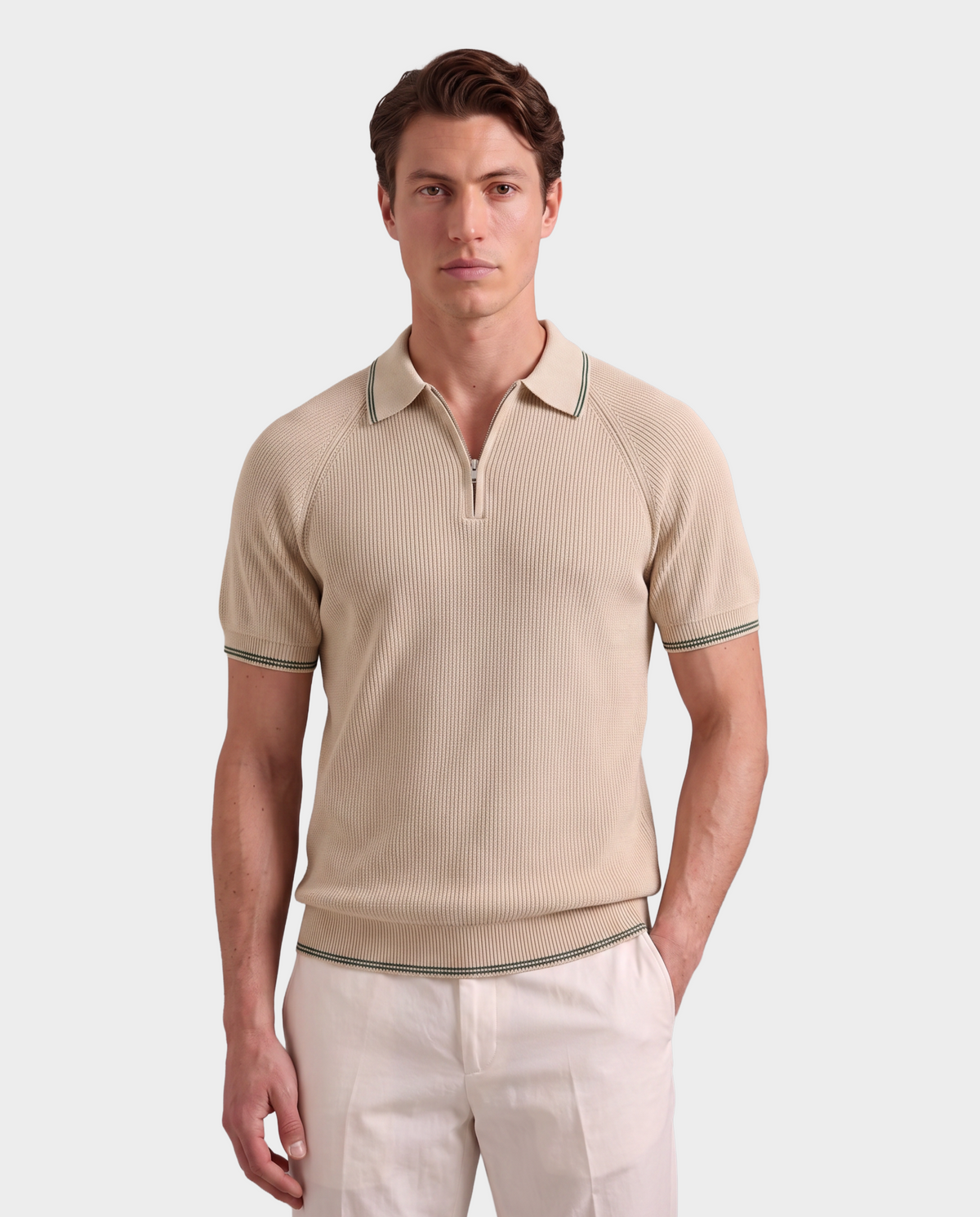 Saint Tropez Old Money Ribbed Zip Polo