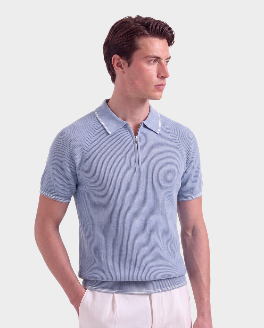Côte d’Azur Old Money Ribbed Zip Polo