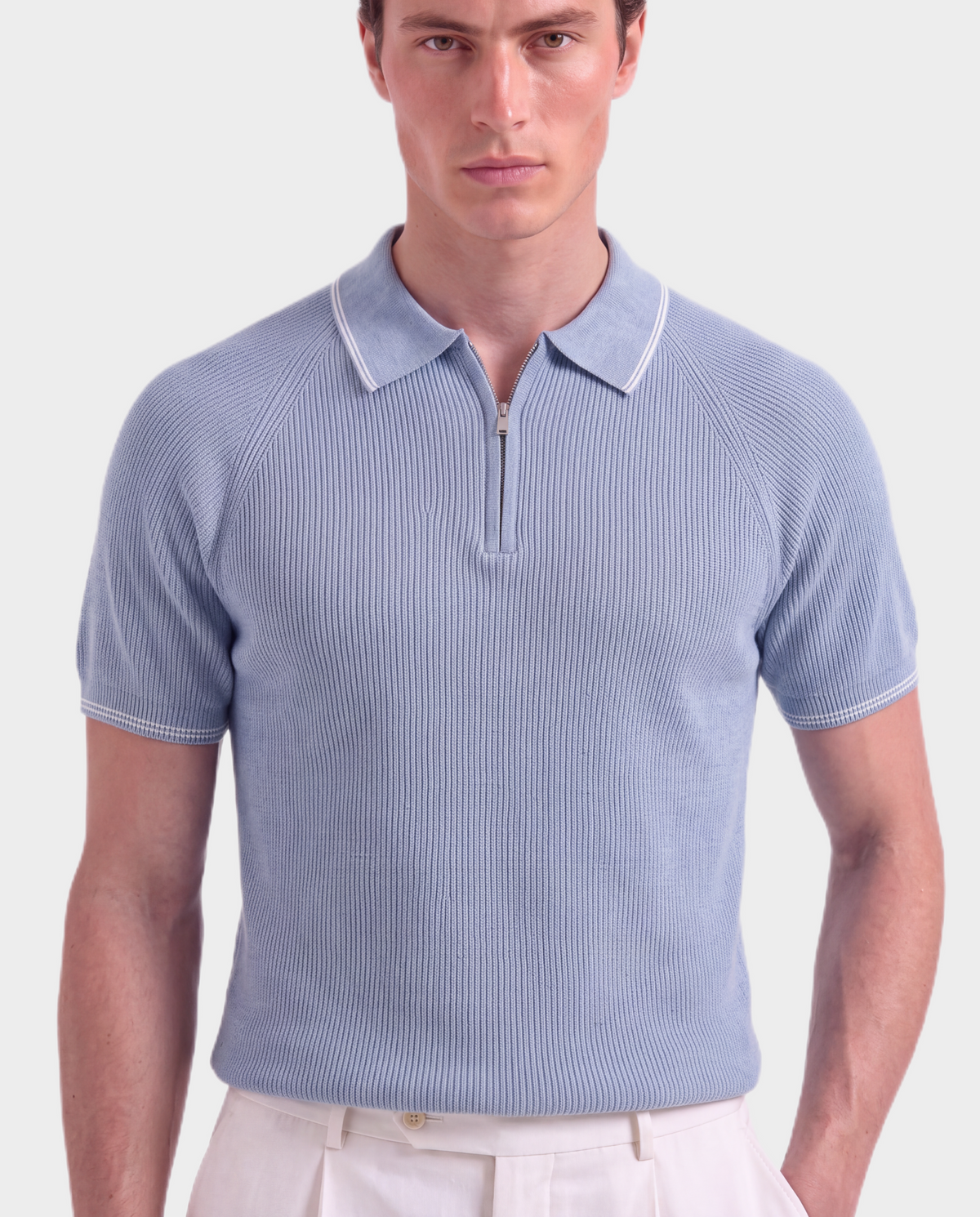 Côte d’Azur Old Money Ribbed Zip Polo