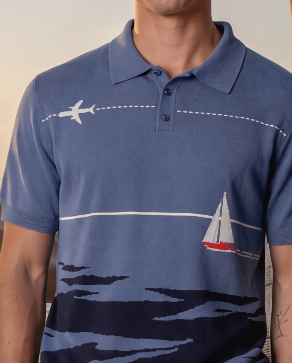 The Horizon Polo Intarsia Knit