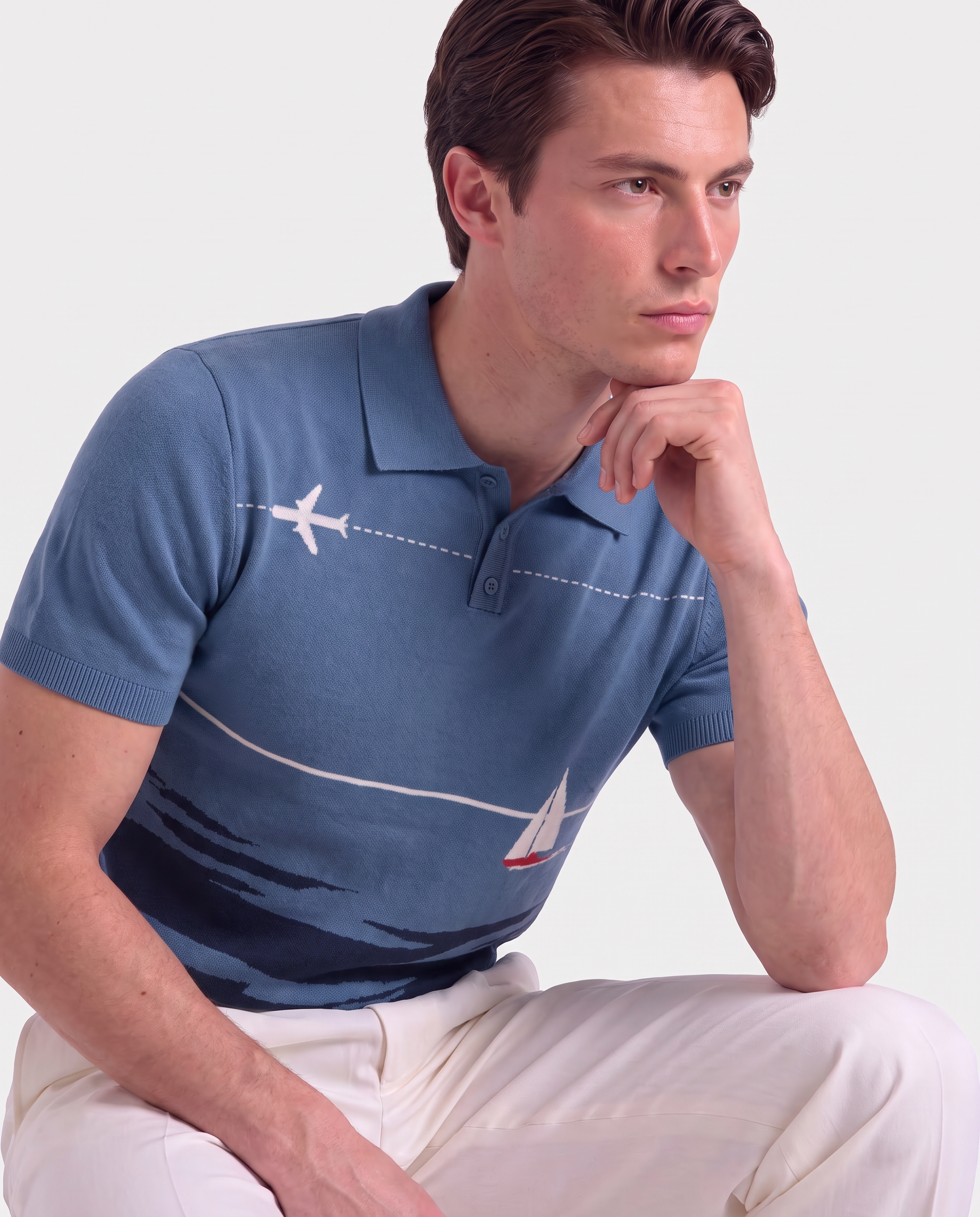 The Horizon Polo Intarsia Knit