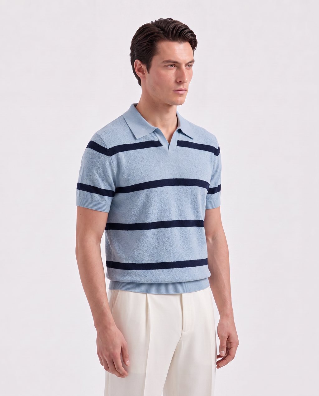Tranquility Textured Striped Knit Polo