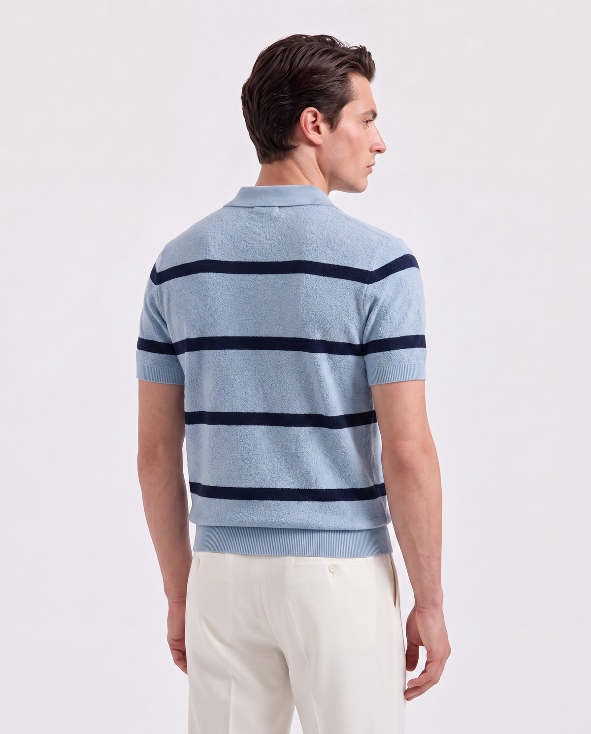 Tranquility Textured Striped Knit Polo