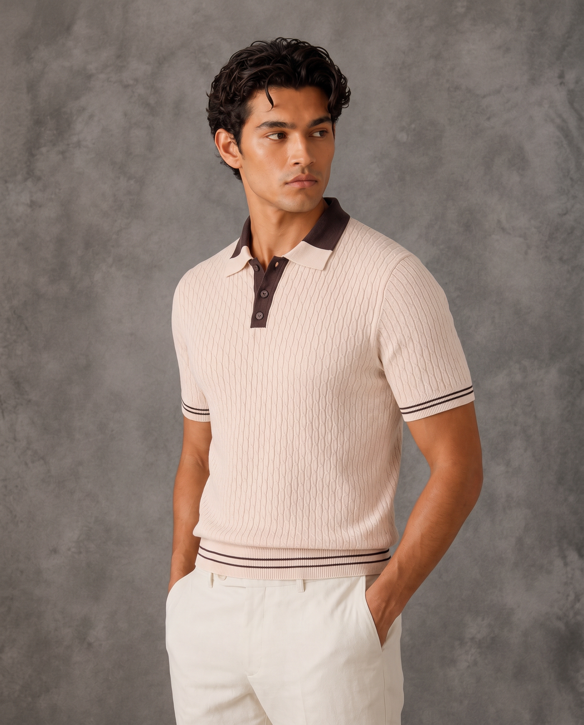 Portofino Old Money Cable Knit Polo