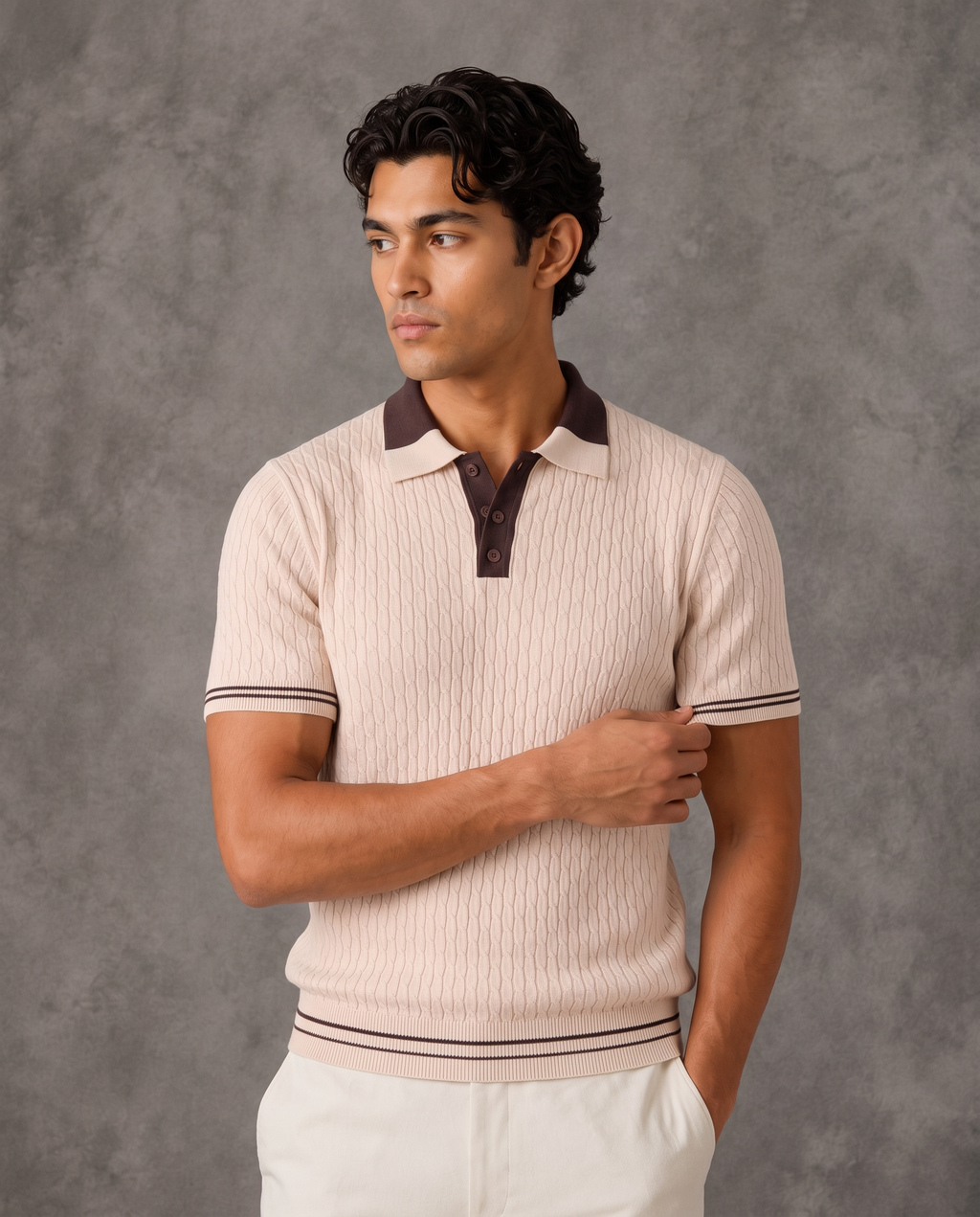 Portofino Old Money Cable Knit Polo