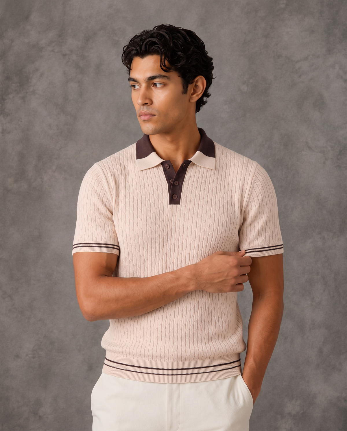 Portofino Old Money Cable Knit Polo