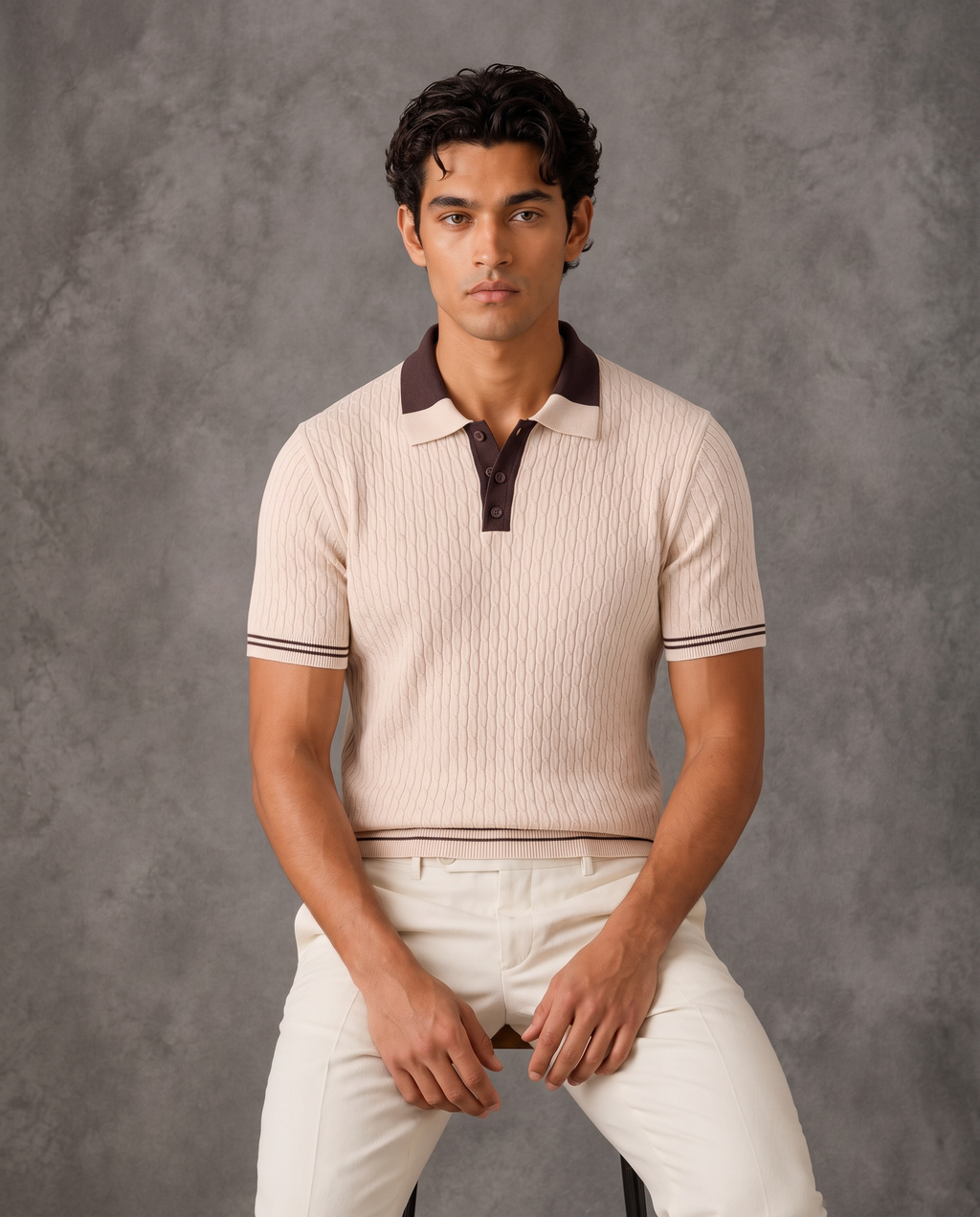 Portofino Old Money Cable Knit Polo