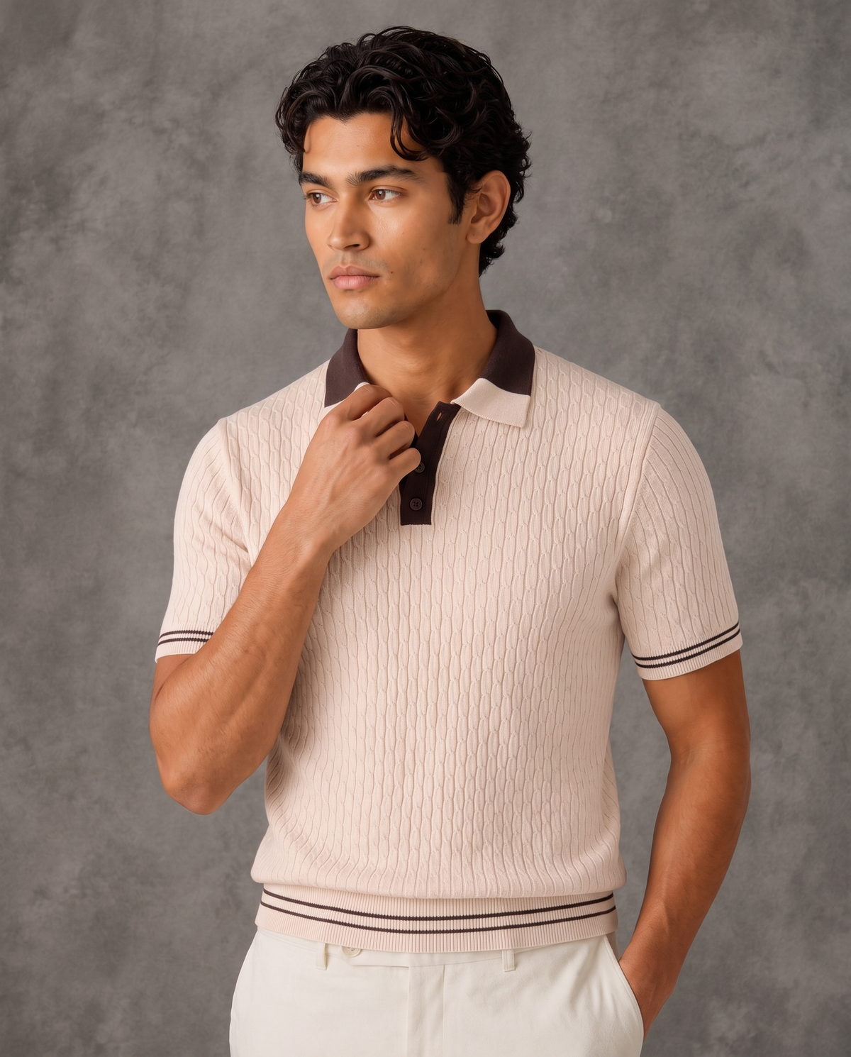 Portofino Old Money Cable Knit Polo