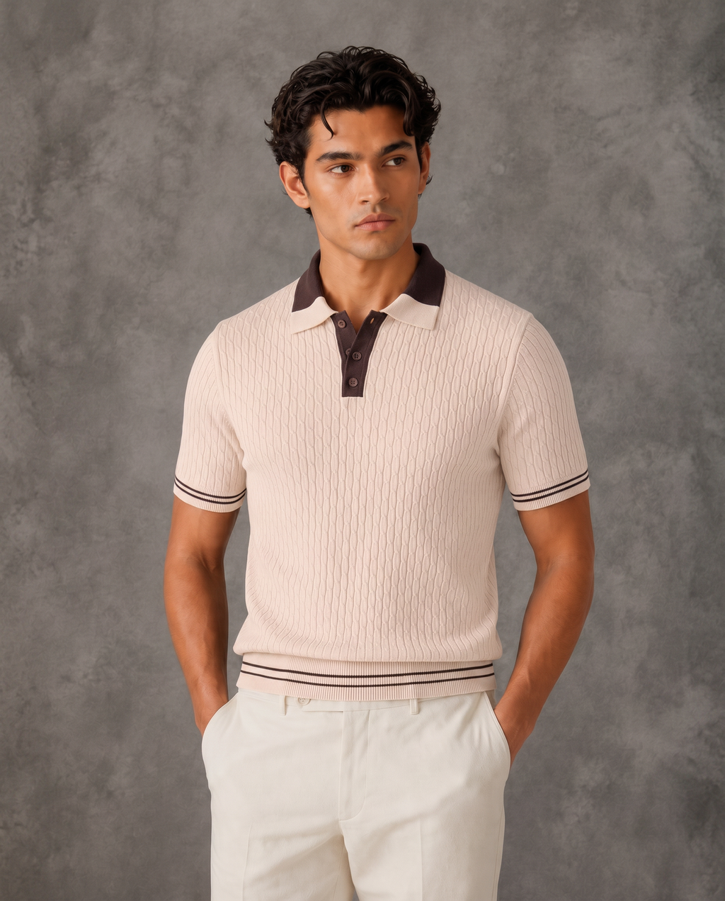 Portofino Old Money Cable Knit Polo