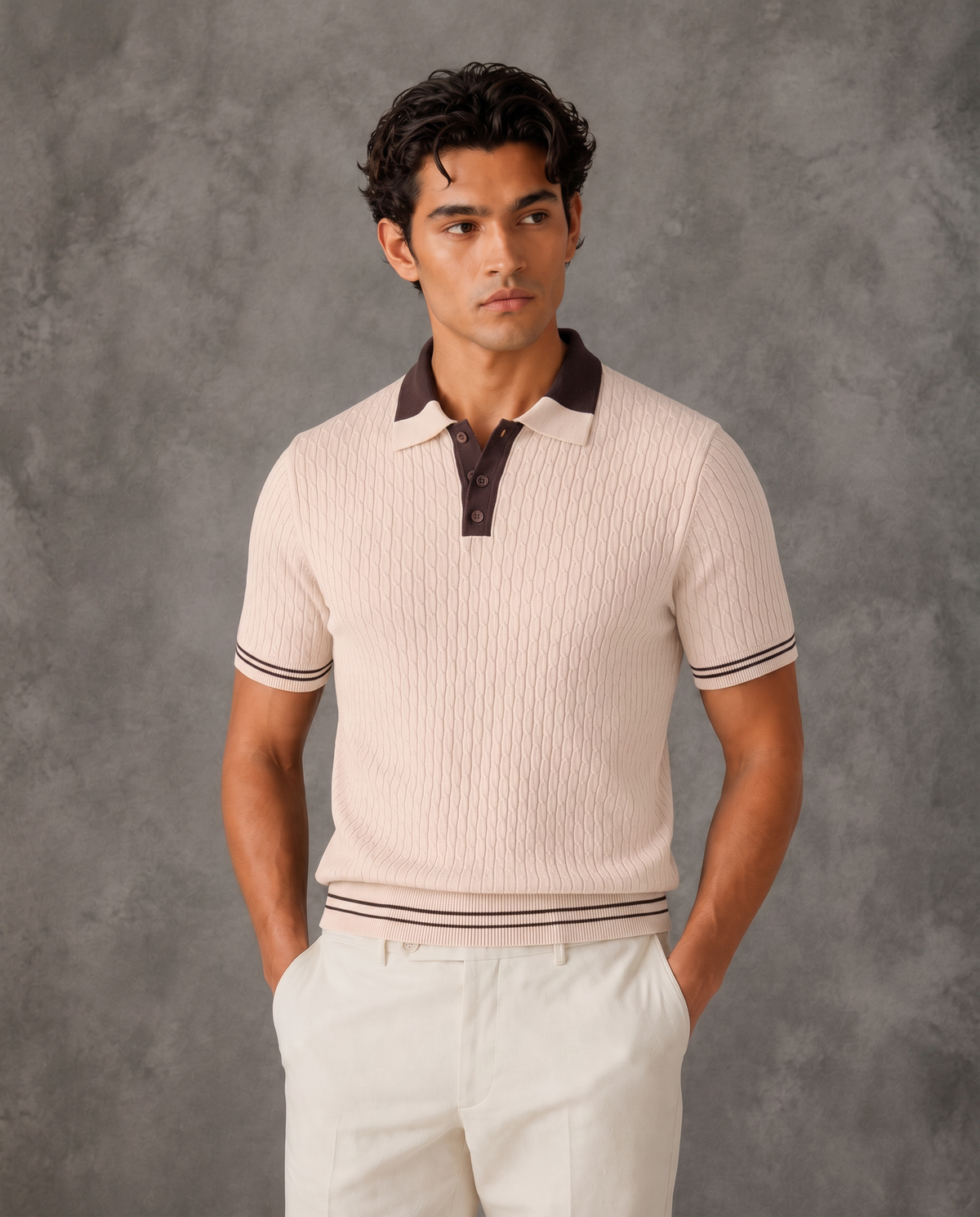 Portofino Old Money Cable Knit Polo