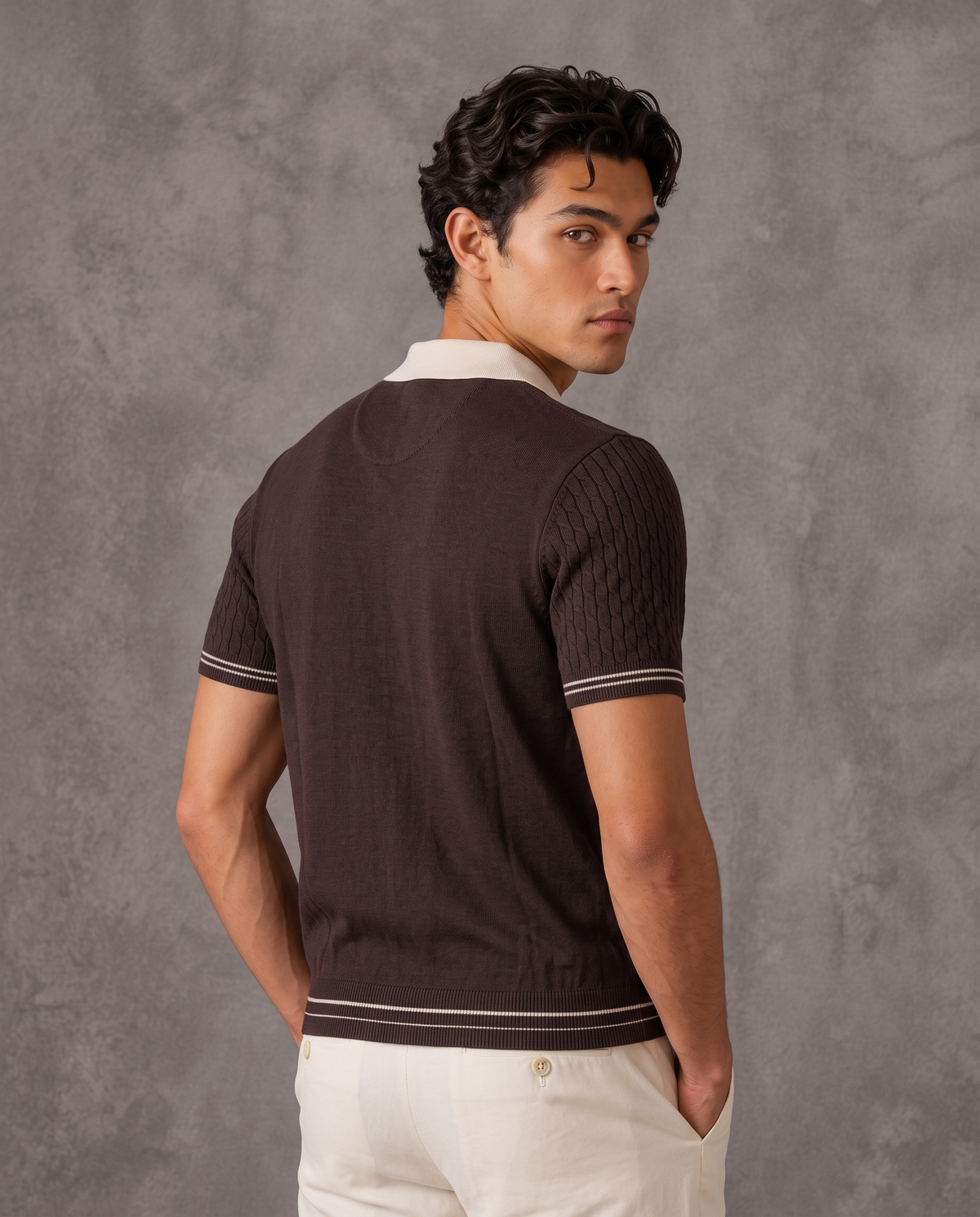 Panarea Old Money Cable Knit Polo