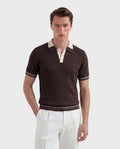 The Panarea Cable Knit Polo — Brown