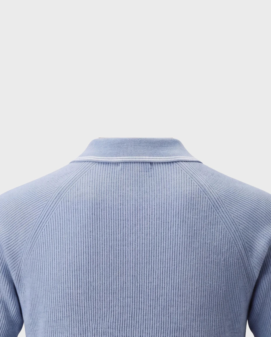 The Cote d'Azur Quarter-Zip Knit Polo — Sky Blue