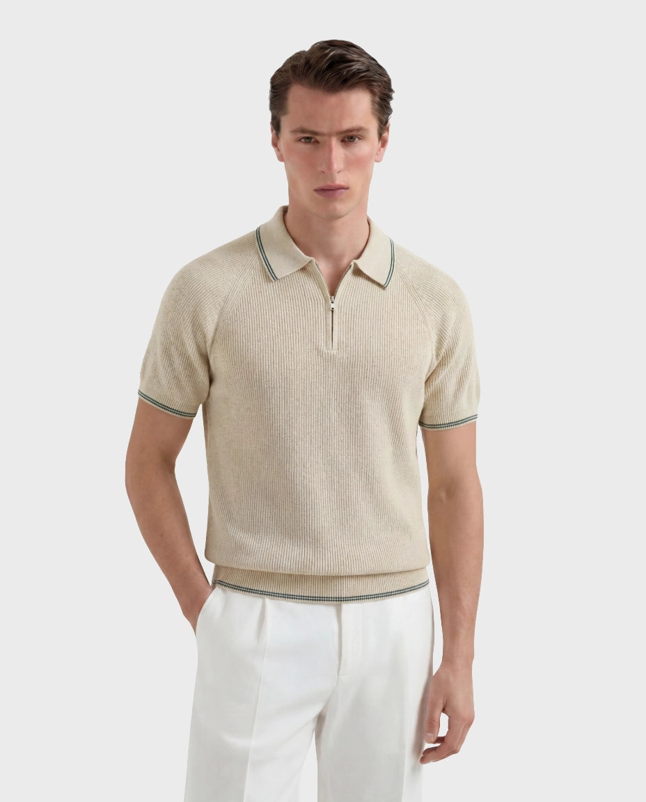 The Saint-Tropez Quarter-Zip Knit Polo — Ivory