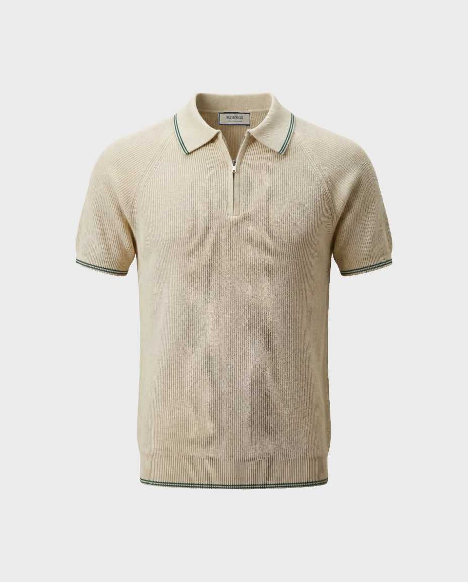 The Saint-Tropez Quarter-Zip Knit Polo — Ivory