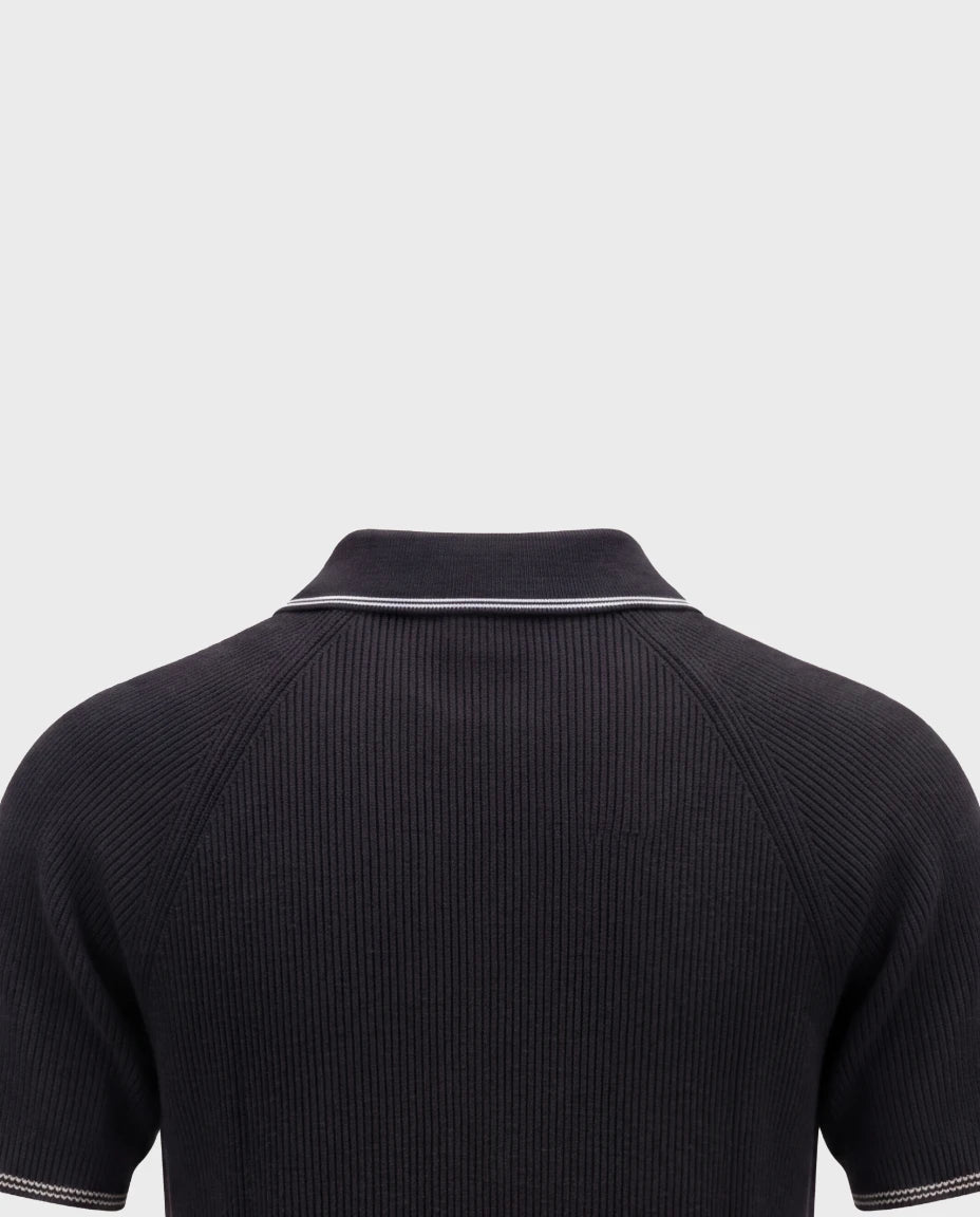 The Monaco Noir Quarter-Zip Knit Polo — Black