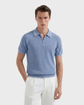 The Cote d'Azur Quarter-Zip Knit Polo — Sky Blue