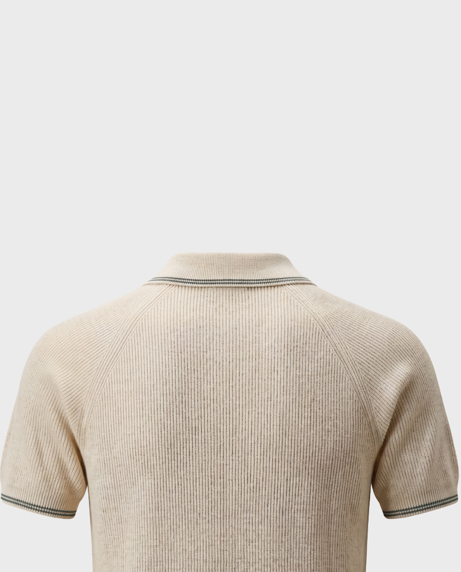 Old Money Ribbed Zip Polo for Men – Saint Tropez, Ivory