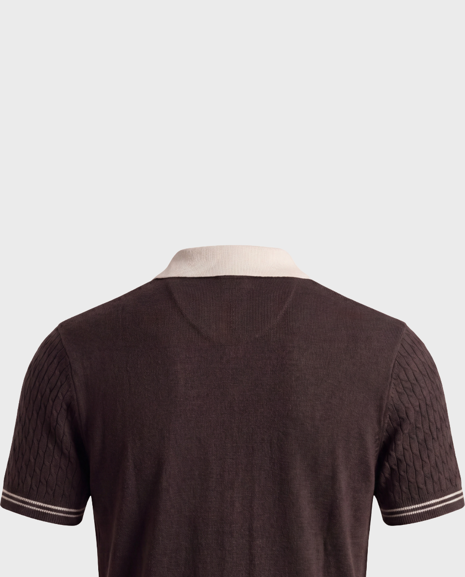 Old Money Cable Knit Polo for Men – Panarea, Brown