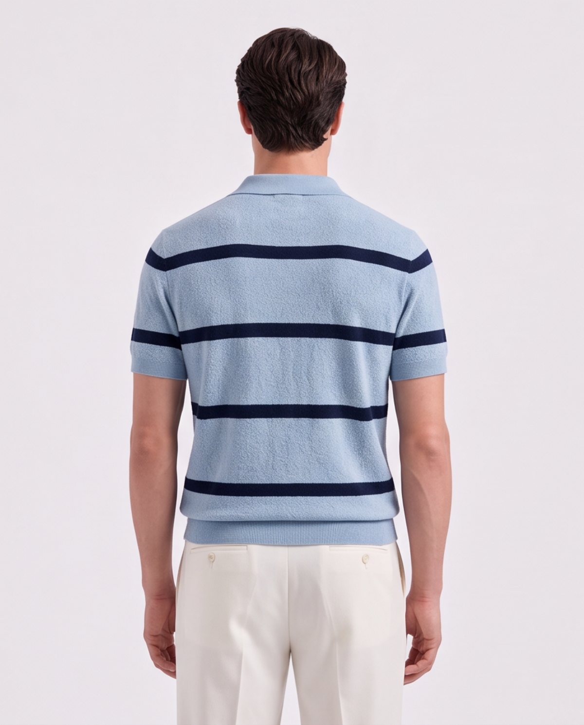 Tranquility Textured Striped Knit Polo
