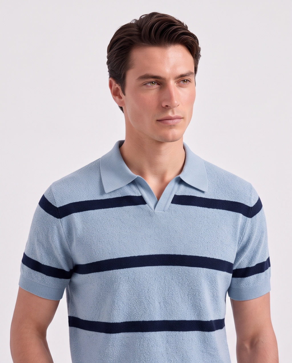 Tranquility Textured Striped Knit Polo
